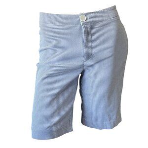 Crosby .Shorts Womens Size 6 Blue White Striped Stretch Seersucker Cotton Blend